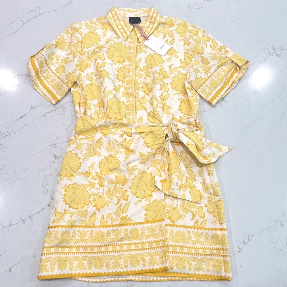 Alex Marie NEW Dress Womens 10 Yellow Cream Mille Floral Faux Wrap Couquette‎